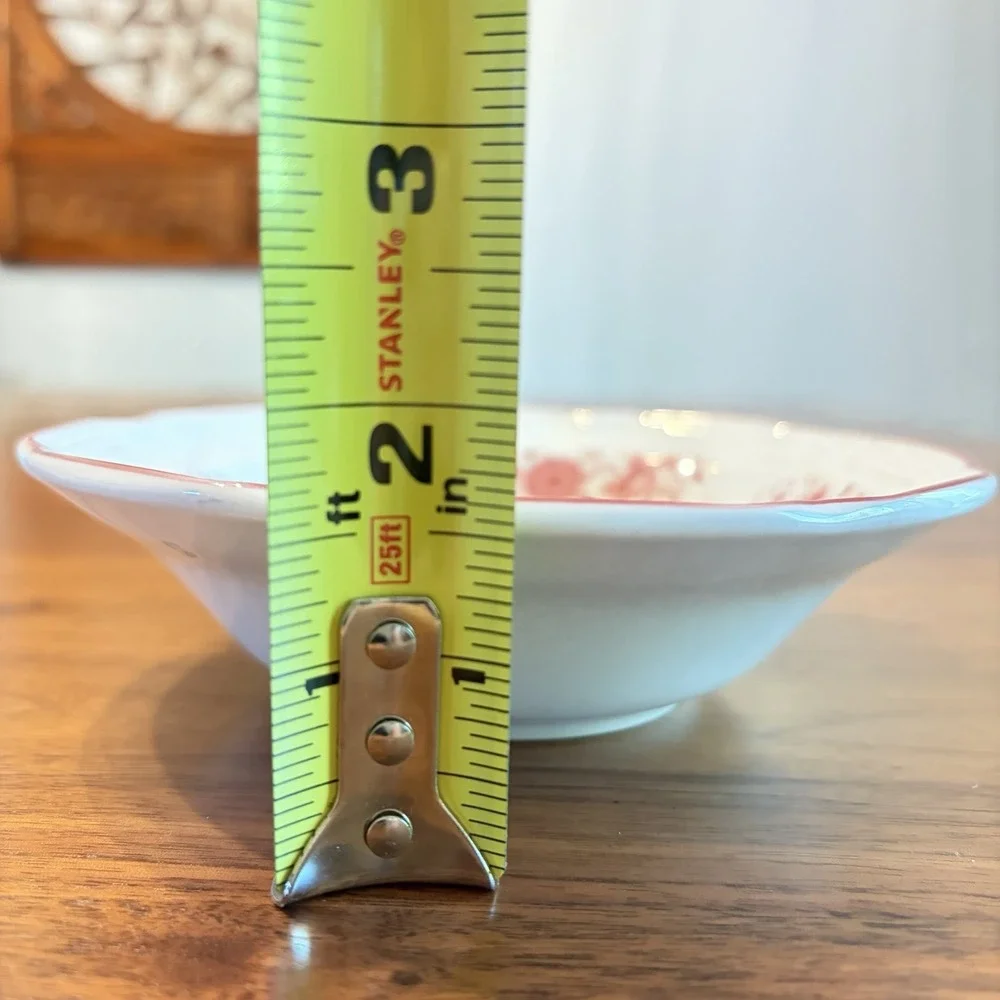 Korea Cereal Bowl Pink Floral Scalloped Edge 7 1/4